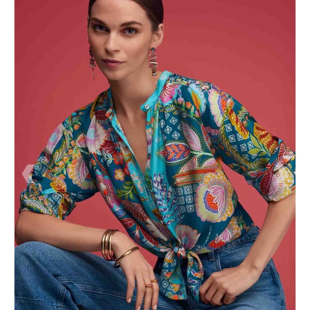 Johnny Was WILD KALANI BLOUSE silk women’s - Picture 11 of 11